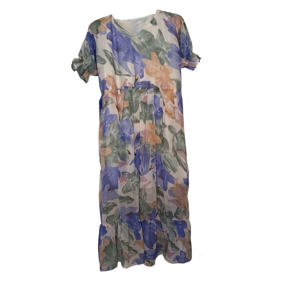 Women's Midi Pastel Floral Summer Dress
